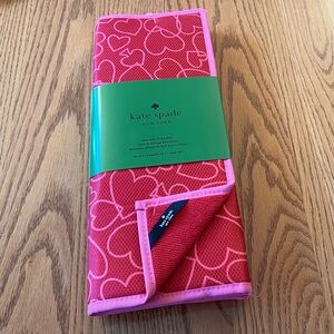 NWT Kate Spade Set of 2 Pink Hearts Reversible Drying Mats